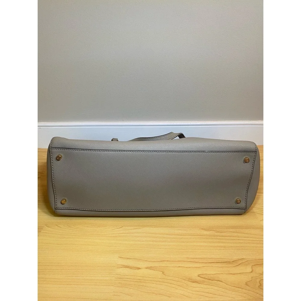 Tory Burch Emerson Large Zip Tote Gray Saffiano Leather Laptop Work Bag